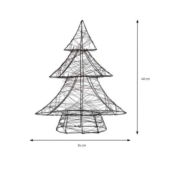 LED-julgran 40 cm svart metall med varmvita LED-lampor