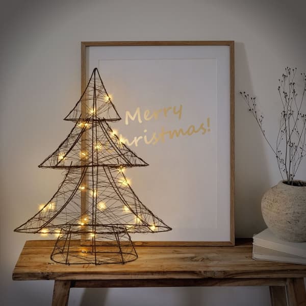 LED-julgran 40 cm svart metall med varmvita LED-lampor