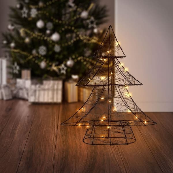 LED-julgran 40 cm svart metall med varmvita LED-lampor