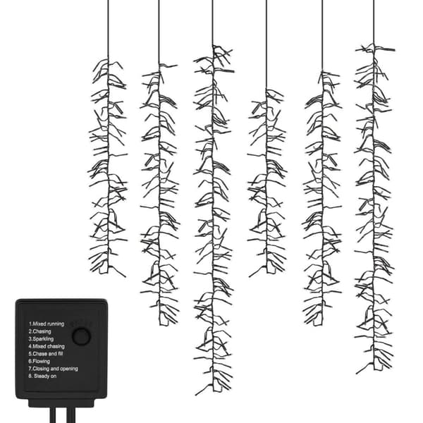 LED-valoverho 8 valotilaa 1m 480 lämpimän valkoisella LEDillä IP44 pistorasiaan pistorasiasta