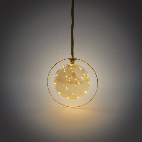 LED-julekugle Ø18 cm guld af metal med varmhvide LED'er