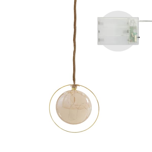LED-julkula Ø15 cm guld av metall med varmvita LED-lampor