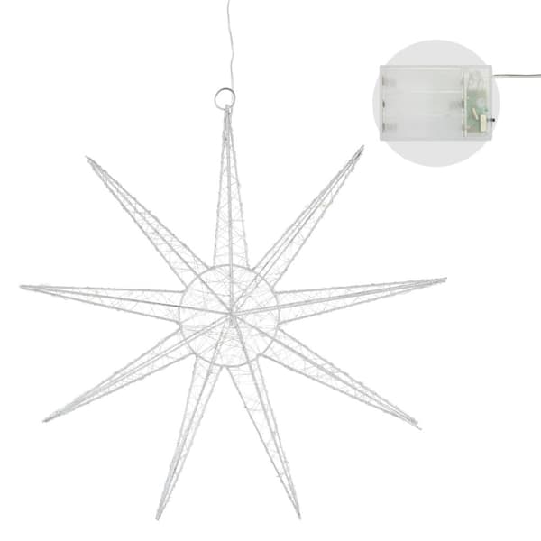 LED-julstjärna 50 cm silvermetall med varmvita LED-lampor
