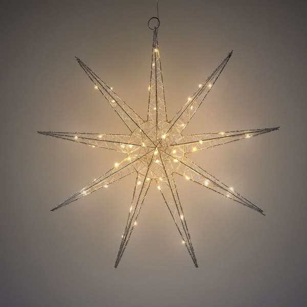 LED-julstjärna 50 cm silvermetall med varmvita LED-lampor