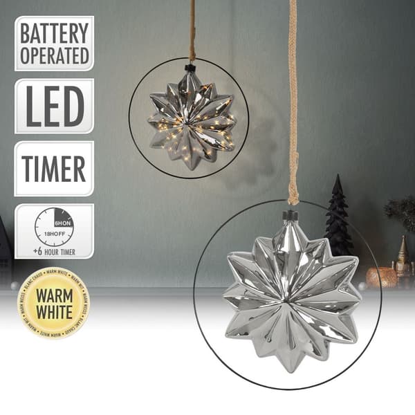 LED-julestjerne Ø18 cm grå metal med varmhvide LED'er