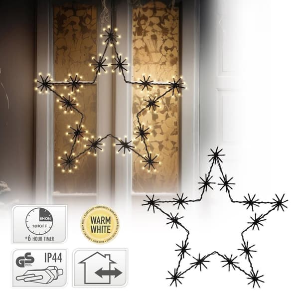 Julstjärna med 120 varmvita LED 50 cm svart metall