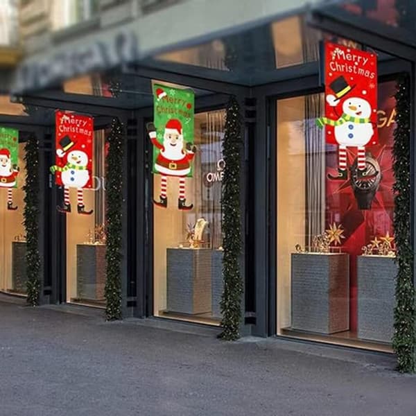 Glædelig jul Flag Xmas hængende banner dørdekoration - julemand