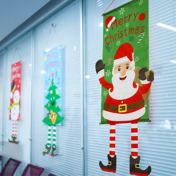 Merry Christmas Flagga Xmas Hängande Banner Dörr Dekor - Julgran