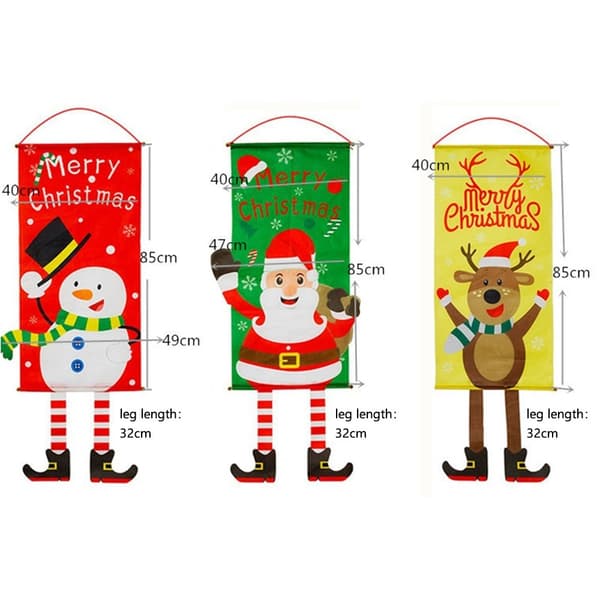 Merry Christmas Flagga Xmas Hängande Banner Dörr Dekor - Julgran
