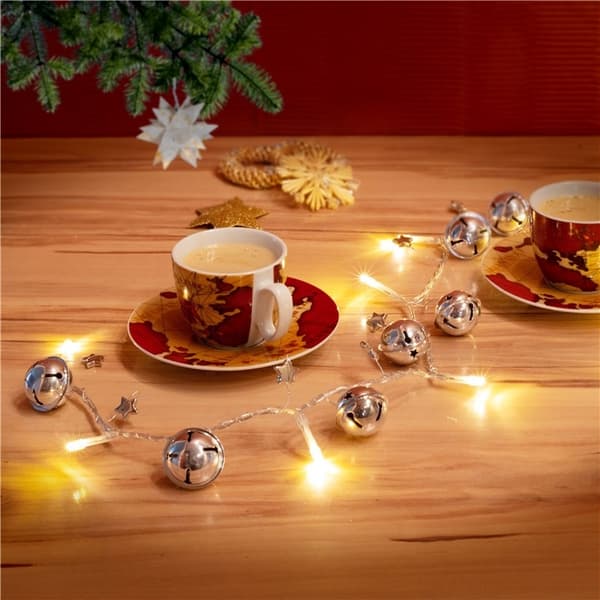 Goobay 10 LED-lampor "Klockor" med timerfunktion, varmvit (3000 K), batteridriven