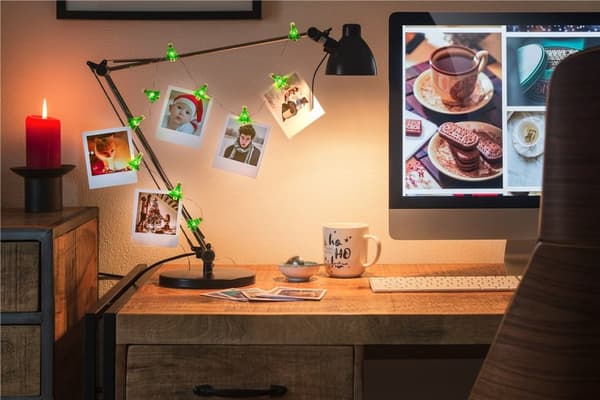 Goobay 10 LED fotoklip lyskæde "Juletræ" med timerfunktion, varm hvid (3000 K), batteridrevet
