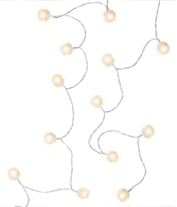 Goobay 20 LED ljusslinga "Snöboll" med timerfunktion, varmvitt (3000 K), batteridrift Transparent, Vit