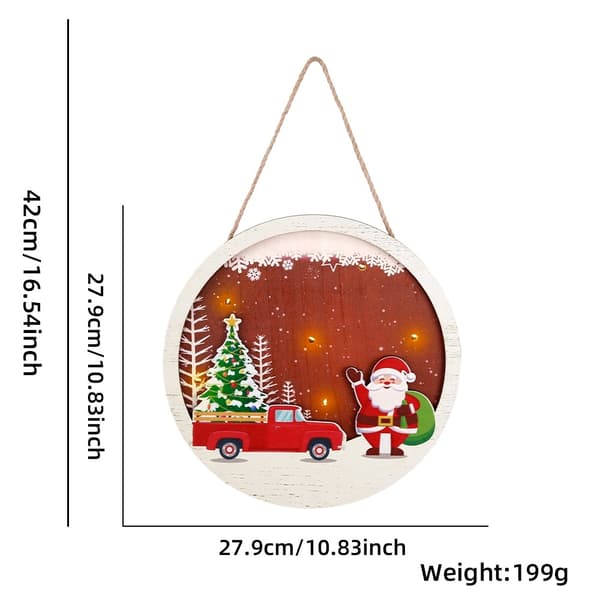 Jul Skylt Dekoration Dörr med LED-ljus - Jultomten och bil