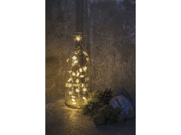 Sirius Nynne Snefnug Lyskæde - 20 LED - Klar/Sølv