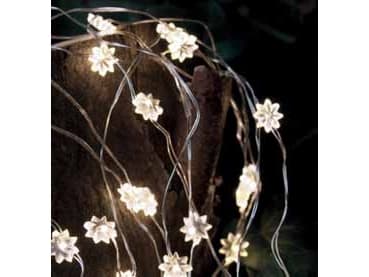 Sirius Silke Lyskæde Mini Blomster - 40 LED - Klar/Sølv