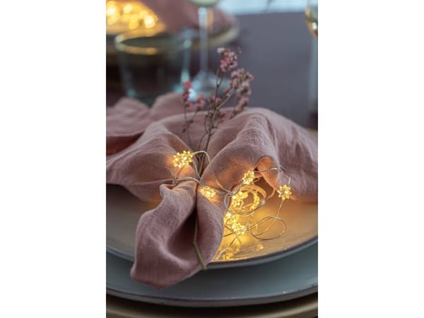 Sirius Silke Lyskæde Mini Blomster - 20 LED - Klar/Sølv