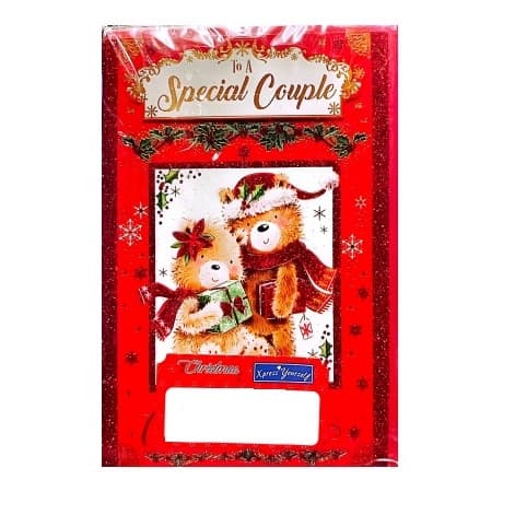 Simon Elvin Special Couple Teddy Bear Christmas Card (Pack of 6) Red/White One Size