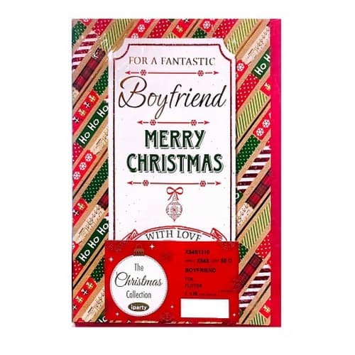 Simon Elvin For A Fantastic Boyfriend Christmas Card (Pack of 12) Red/White/Green One Size