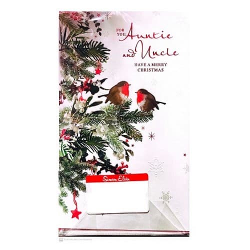 Simon Elvin For You Auntie And Uncle Christmas Greetings Card (Pack of 6) White/Green/Red One Size