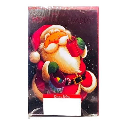 Simon Elvin Mummy & Daddy Santa Claus Christmas Card (Pack of 12) Red/Black/White One Size