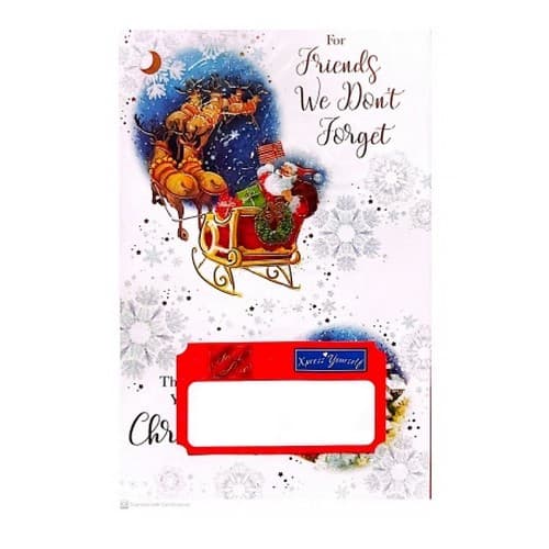 Simon Elvin Friends We Dont´t Forget Sleigh Christmas Greetings Card (Pack of 6) White/Red One Size