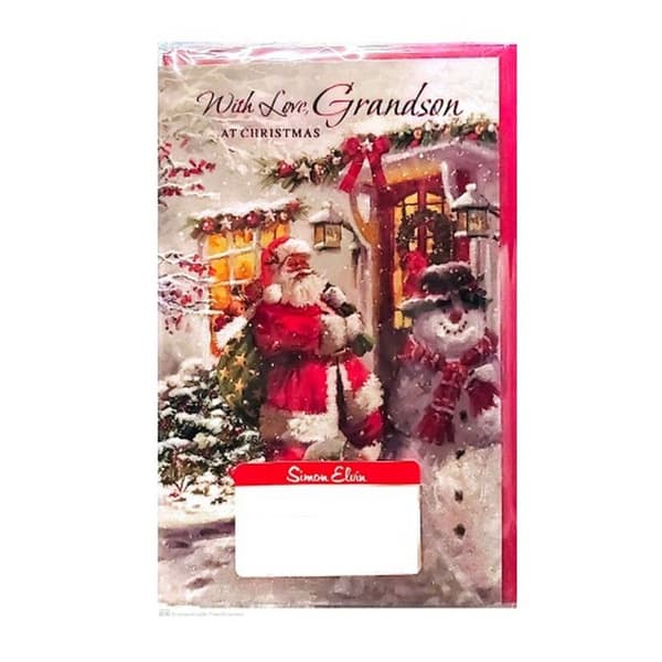 Simon Elvin With Love Grandson Santa Claus Christmas Card (Pack of 6) Red/White One Size