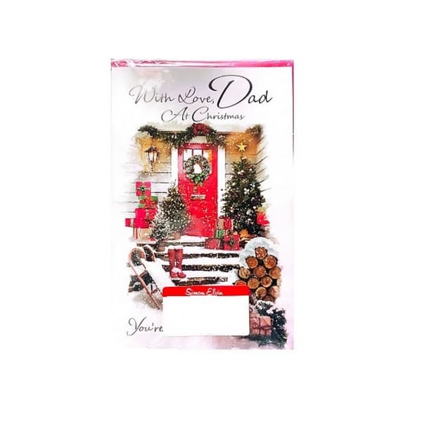 Simon Elvin With Love Dad Christmas Scene Greetings Card (Pack of 6) Red/White/Green One Size