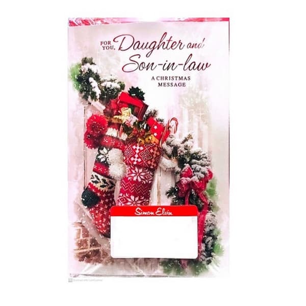 Simon Elvin For You Daughter And Son In Law Christmas Card (Pack of 6) White/Red/Green One Size