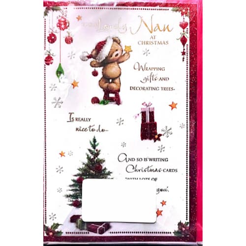Simon Elvin Nan At Present Christmas Card (Pack of 6) White/Red One Size