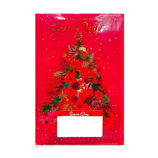 Simon Elvin Gorgeous Wife Christmas Card (Pack of 6) Red One Size