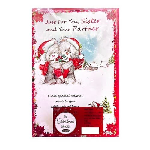 Simon Elvin Just For You Sister And Partner Christmas Card (Pack of 6) White/Red One Size
