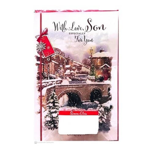 Simon Elvin With Love Son Snowy Christmas Card (Pack of 6) Multicoloured One Size