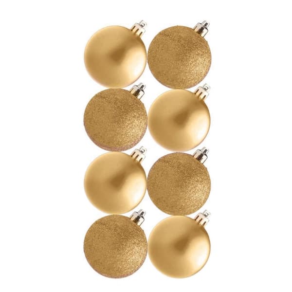 Glitter Christmas Bauble (Pack of 8) Champagne One Size