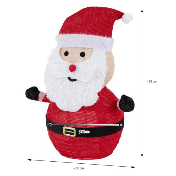 LED-jultomte 68 cm hög med hatt, skägg och handskar Trädgårdsfigur Juldekoration med 30 varmvita lysdioder