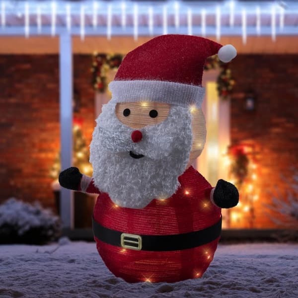 LED-jultomte 68 cm hög med hatt, skägg och handskar Trädgårdsfigur Juldekoration med 30 varmvita lysdioder