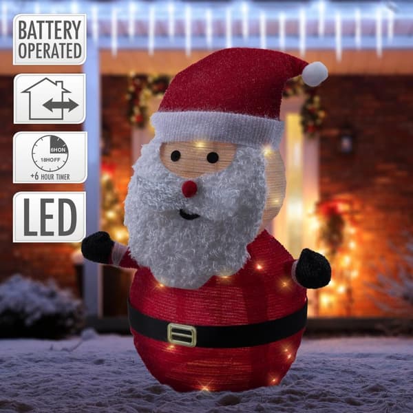LED-jultomte 68 cm hög med hatt, skägg och handskar Trädgårdsfigur Juldekoration med 30 varmvita lysdioder
