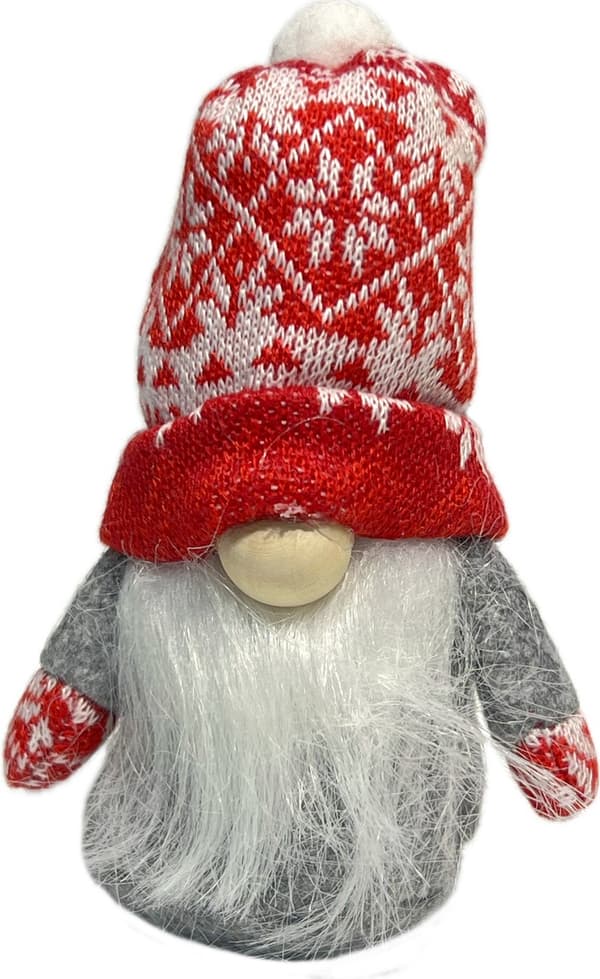Tomte Luva Röd/Vit mönstrad 13 cm