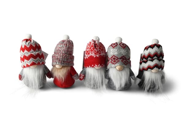 Tomte Luva Röd/Grå melerad 13 cm