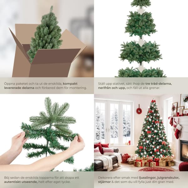 Julgran Prancer, konstgjord med verklighetstrogna granbarr - 210 cm