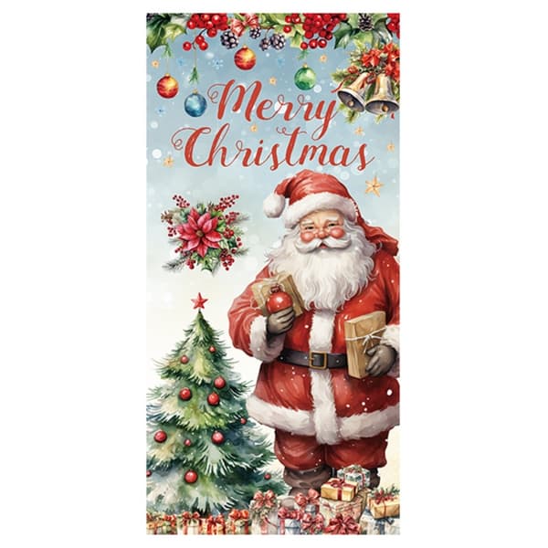 Polyester Stof Jul Dør Cover Merry Christmas Baggrund Banner Xmas Dekoration