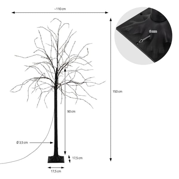LED-träd 150cm med 600 varmvita LED-lampor Konstgjord julgran med ljusslingor