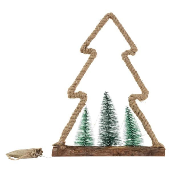 Dekorativt LED-juletræ lavet af jute-reb Stående figur 45 cm varm hvid med timerfunktion