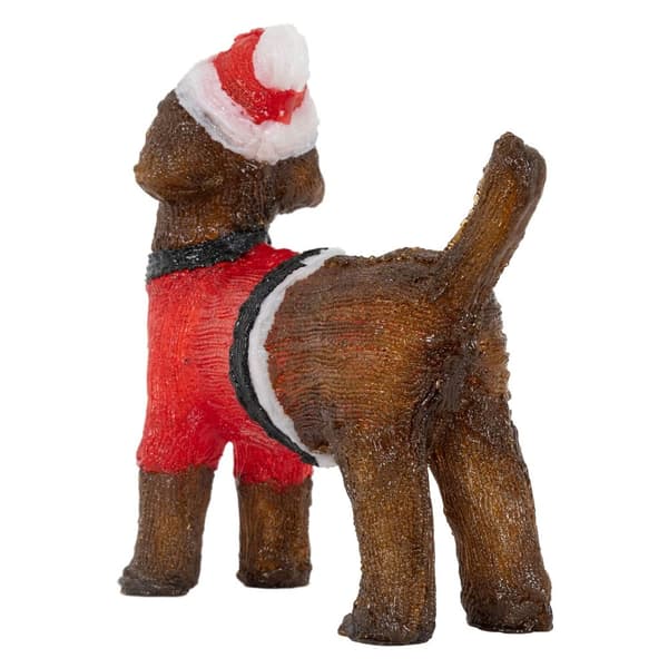 Lysende gravhund i juletøj - LED-juledekoration, IP44 til indendørs og udendørs brug 34 cm høj