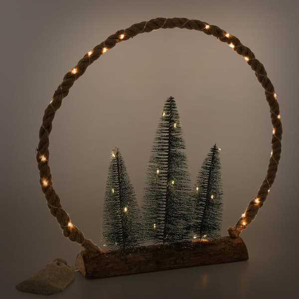 Dekorativ LED-julgran av jutesnöre Stående figur 45 cm varmvit med timerfunktion