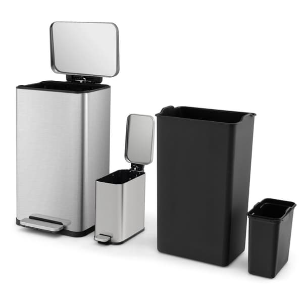 Sophinkombination av soptunnor, 15x13.5x27 tum, Silver