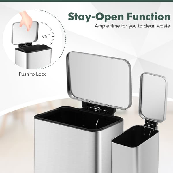 Sophinkombination av soptunnor, 15x13.5x27 tum, Silver