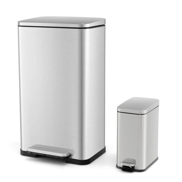 Sophinkombination av soptunnor, 15x13.5x27 tum, Silver