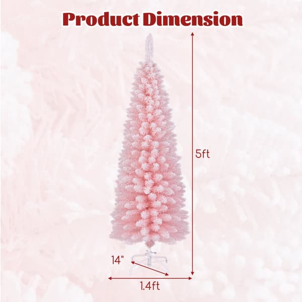 Kunstig juletræ, Snefaldet 5 FT, 5ftx1.4ft, Lyserød