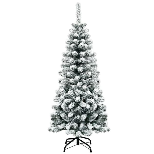 Konstgjord julgran, 4,5 fot Oupplyst med snöflockar, 4,5x1,8 ft