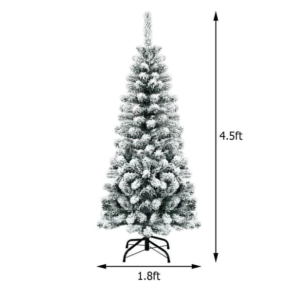 Konstgjord julgran, 4,5 fot Oupplyst med snöflockar, 4,5x1,8 ft